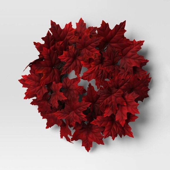 Threshold Mini Maple Leaf Wreath Red -Target Fall Autumn Harvest Halloween Decor - Picture 1 of 6